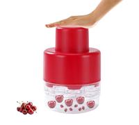 Dénoyauteur de cerises - Sept trous - Sépare le noyau et la pulpe - Dénoyauteur de cerises avec bac de récupération - Plastique/acier inoxydable - Cueille-cerises peu encombrant (A)