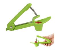 Dénoyauteurs Cerises, Dénoyauteur à Cerises, Olives, Prunes avec Tige Inox et Support Silicone - Dénoyauteur de Cerise Compact, Facile à Nettoyer - Cherry Pitter Cuisine Pratique(Vert)
