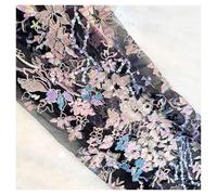 Dense Shiny Bead Embroidery Fabric Brilliant Shine Mesh Lace Material Dress Evening Gown DIY Sewing(Black,5yard)