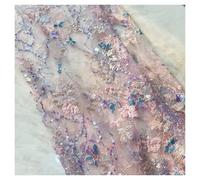 Dense Shiny Bead Embroidery Fabric Brilliant Shine Mesh Lace Material Dress Evening Gown DIY Sewing(Pink,15yard)