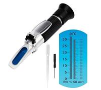 Densimetre Biere Double Échelle Réfractomètre à bière Appareil de mesure de la teneur en sucre du moût de bière 0-32 Brix 1.130 SG, Portable Beer Refractometer pour le Brassage de Bière à Domicile