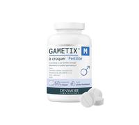 Densmore GAMETIX M à croquer - Fertilité Homme - Zinc, Sélénium - 1 mois | Zinc, Sélénium, Vitamines C, E, B6 et B9, Coenzyme Q10, Goût Pêche Framboise, 60 Comprimés à Croquer, Fabriqué en France