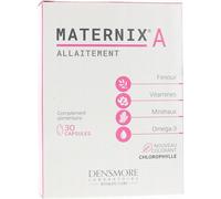 Densmore - Maternix A - Complément Alimentaire Allaitement - 100% des Apports Nutritionnels - Vitamine C, D3 et E, Oméga 3, Zinc - 30 Capsules - Cure de 1 mois - Fabriqué en Europe