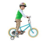 Densony Vélo enfant 14" avec roues stabilisatrices pour enfants de 3 à 4 ans, vélo d'apprentissage robuste jusqu'à 80 kg, vélo de sécurité avec roues supplémentaires en bleu pour les débutants