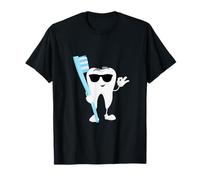 Dent de Dessin animé avec Lunettes de Soleil et Brosse à Dents Dentiste Dentaire T-Shirt