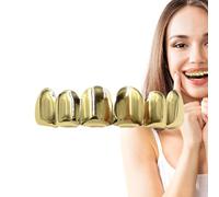 Dent de style hip-hop - Capuchons de brace brillants pour dents | Dents en or cuivrées charmantes pour cosplay - Kit de brume dentaire portable haut et bas - Dernier hip-hop plaqué or pour les dents