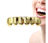 Dent de style hip-hop - Capuchons de brace brillants pour dents | Dents en or cuivrées charmantes pour cosplay - Kit de brume dentaire portable haut et bas - Dernier hip-hop plaqué or pour les dents