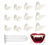 Dent de Vampire 12 Paires Dents D'accessoires de Vampire Kit de Crocs de Vampire avec 1 Tube Adhésif de Granules de Dents Dents de Vampire avec Dents Adhésives pour Partie Cosplay de Fête Halloween