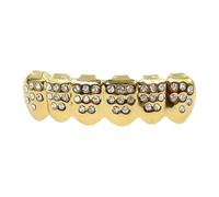 Dent hip-hop plaquée or - Accolades en cuivre brillant avec strass - Apparence or véritable - Accessoire de bouche portable pour costume de cosplay - Père Noël, Siehe Beschreibung, Voir description