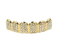 Dent hip-hop plaquée or - Accolades en cuivre brillant avec strass - Apparence or véritable - Accessoire de bouche portable pour costume de cosplay - Père Noël, Siehe Beschreibung, Voir description