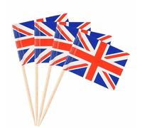 dentaires de drapeau britannique - Toppers à gâteau Union Jack | Toppers à cupcakes britanniques | Flags Union Jack Cupcake | King Charles III Coronation Cake Topper 100pcs - drapeau de bâton