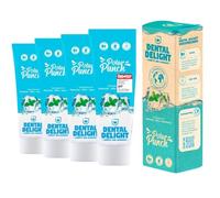 DENTAL DELIGHT Dentifrice Polar Punch - Goût Menthe Glacée Fraîche - Gagnant des Tests au Stiftung Warentest, Note de 1,2 - Neutre pour le Climat, Formule Vegan, Zéro Microplastiques - Lot 4 Tubes
