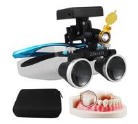 Dental Loupes, Loupe Dentaire Binoculaire 2,5X/3,5X 420 Mm Avec Lampe Frontale Led 5 W, Loupes Médicales De Laboratoire Dentaire, Lampes Frontales Led Sans Fil,Blue-2.5X