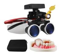 Dental Loupes, Loupe Dentaire Binoculaire 2,5X/3,5X 420 Mm Avec Lampe Frontale Led 5 W, Loupes Médicales De Laboratoire Dentaire, Lampes Frontales Led Sans Fil,Red-2.5X