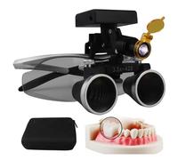Dental Loupes, Loupe Dentaire Binoculaire 2,5X/3,5X 420 Mm Avec Lampe Frontale Led 5 W, Loupes Médicales De Laboratoire Dentaire, Lampes Frontales Led Sans Fil,Silver-3.5X