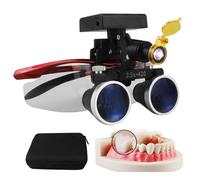 Dental Loupes, Loupe Dentaire Binoculaire 2,5X/3,5X 420 Mm Avec Lampe Frontale Led 5 W, Loupes Médicales De Laboratoire Dentaire, Lampes Frontales Led Sans Fil,Red-3.5X