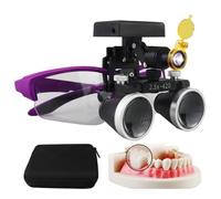 Dental Loupes, Loupe Dentaire Binoculaire 2,5X/3,5X 420 Mm Avec Lampe Frontale Led 5 W, Loupes Médicales De Laboratoire Dentaire, Lampes Frontales Led Sans Fil,Purple-2.5X