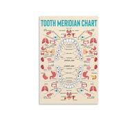 Dental Meridian Chart Canvas Wall Art, Educational Poster on Tooth Acupuncture Points, Office Decor for Dentists, Students(Framed,12x18inch(30x45cm))