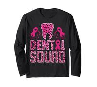 Dental Squad with Teeth Breast Cancer Awareness Warrior Manche Longue