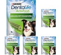 DENTALIFE ACTIVFRESH - 5 Friandises à mâcher pour Chiens de Taille Moyenne - 115g - Hygiène bucco-Dentaire au Quotidien (Lot de 5)
