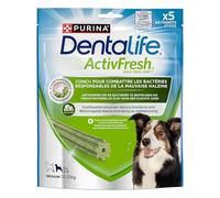 DENTALIFE | ACTIVFRESH | Friandises pour Chien Adulte de moyenne taille | Action nettoyante naturelle, Aide à combattre la mauvaise haleine | Spiruline et Miel | Sachet | Lot de 6 x 5 Bâtonnets | 690g