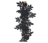 Dentelle Applique Patches 1 pièce, appliques de dentelle blanche/noire (6.2 pouces/15.3 pouces), patchs de mariée de mariage, tissu de poire perlé en dentelle artisanale de couture de fleurs bricolage