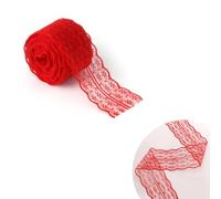 Dentelle de 10M/Rouleau, 4,5cm de Largeur, Ruban de Bordure pour Bricolage Vêtements Couture Décorations Anniversaire (Rouge)