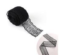 Dentelle de 10M/Rouleau, 4,5cm de Largeur, Ruban de Bordure pour Bricolage Vêtements Couture Fabrication de Décorations Anniversaire (Noir)