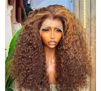 Dentelle Eau Deep Wave Perruque Frontale Mettre en évidence Honey Brown Sans Colle Bou heveux Humains Perruques Couleur Bob Pour Femmes 13x4 Perruque En Dentelle 36 Pouces # 180%