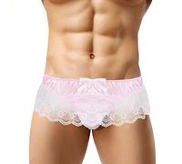 Dentelle Mini Jupe Culotte Hommes sous-vêtements Transparent G-String Tongs Sexy Satin Slips Gay caleçon Sissy Lingerie
