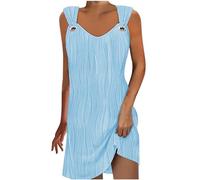 Dentelle Robe Été Femme de Plage Rétro Robes Col Rond Robes au Genou sans Manches Imprimé Floral Casual Tuniques Ample Womens Summer Boho Sexy Backless Long Dresses Cache-Maillots et Sarongs Tendance