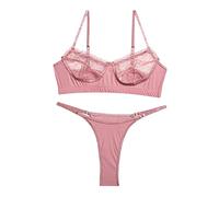 Dentelle Robes Femmes Ceinture Chemise de Nuit Sexuelle Dentelle Imprimé Sous-vêtements Collants Bustier Non Rembourré, Rose, L