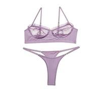 Dentelle Robes Femmes Ceinture Chemise de Nuit Sexuelle Dentelle Imprimé Sous-vêtements Collants Bustier Non Rembourré, lilas, L