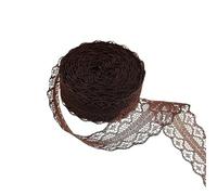 Dentelle Rouleau de tissu en dentelle tricoté, 5 à 10 mètres/rouleau, 27mm, ruban Polyester non élastique, Patchwork fait la main, accessoires couture for l'artisanat(Brown,5 YARDS_WIDE 27MM)