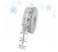 Dentelle ruban flocon de neige | Garniture en feutre 10 M rubans forme polyester doré/argenté pour cadeau Noël