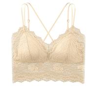 Dentelle Soutien Gorge Femme Sexy Col V Caraco Bustier Casual Lingerie Push-up Gilet Camisole Bra Anti Affaissement Confort sous-Vêtements pour Yoga/Fitness/Course/Exercice