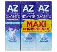 Dentifrice AZ 3D White Cool avec Action blanchissante, cliniquement testé, nettoyage dents, fraîcheur, Élimine jusqu'à 87 % les taches surfaces, Maxi Format de 6 paquets X 65 ml