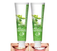 Dentifrice blanchissant à l'aloe vera nettoyant en douceur, dentifrice blanchissant les dents sans danger pour l'émail, dentifrice rafraîchissant apaisant à la menthe poivrée, correcteur de (2pcs)