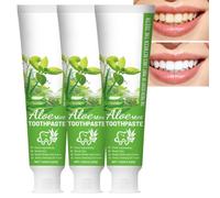 Dentifrice blanchissant à l'aloe vera nettoyant en douceur, dentifrice blanchissant les dents sans danger pour l'émail, dentifrice rafraîchissant apaisant à la menthe poivrée, correcteur de (3pcs)