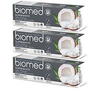 Dentifrice blanchissant Biomed Superwhite 97% naturel | Renforcement de l’émail | Saveur de noix de coco, végétalien, sans SLES 3x100 g