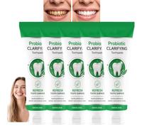 Dentifrice blanchissant probiotique,dentifrice clarifiant à la menthe,polissage doux pour rafraîchir la surface des dents et améliorer la brillance, haleine fraîche nettoyage en profondeur (5pcs)