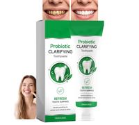 Dentifrice blanchissant probiotique,dentifrice clarifiant à la menthe,polissage doux pour rafraîchir la surface des dents et améliorer la brillance, haleine fraîche nettoyage en profondeur (1pcs)
