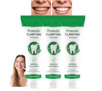 Dentifrice blanchissant probiotique,dentifrice clarifiant à la menthe,polissage doux pour rafraîchir la surface des dents et améliorer la brillance, haleine fraîche nettoyage en profondeur (3pcs)