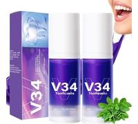 Dentifrice Blanchissant Violet,V34Dentifrice Violet Correcteur Dentifrices white Dentifrice,Purple Teeth Whitening,Dent Blanchiment Purple Corrector Toothpaste,Blanchiment Des Dents(2PCS)