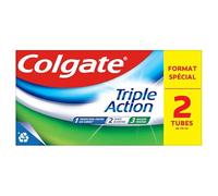 Dentifrice Colgate Triple Action 2x8x75mL| dentifrice au fluor | dentifrice protection contre les caries | aide à garder les dents blanches | rafraîchit l’haleine | pour toute la famille