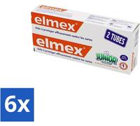 Dentifrice Elmex Junior - Protection et renforcement des dents définitives - Lot de 2 x 75 ml - Lot avantageux - 6 pièces