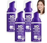 Dentifrice en mousse violette, polissage doux et mousse à la menthe fraîche, formule en micromousse pour un sourire d’apparence plus éclatante et des soins bucco-dentaires quotidiens (4pcs)