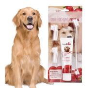 Dentifrice et brosse à dents pour chien - Dentifrice comestible pour animaux de compagnie - Brosse à dents puissante pour animaux de compagnie - Extraits de naturels, soins bucco-dentaires