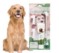 Dentifrice et brosse pour chien | Brosse à dents pour animaux de compagnie avec 3 têtes de brosse, dentifrice pour animaux de compagnie comestible,Extraits naturels de , soins bucco-dentaires, fournit