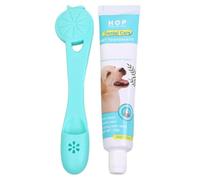 Dentifrice et brosse pour chien, kit de brossage des dents chien - l'extrait bœuf naturel animaux compagnie, en Silicone avec manchon do